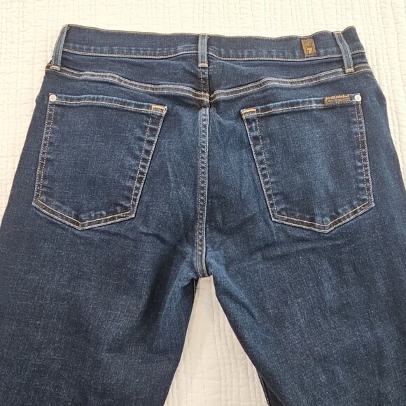 7 For All Mankind Slimmy Jeans Men's 34x33 Dark Wash Stretch Straight Leg EUC - Picture 11 of 16